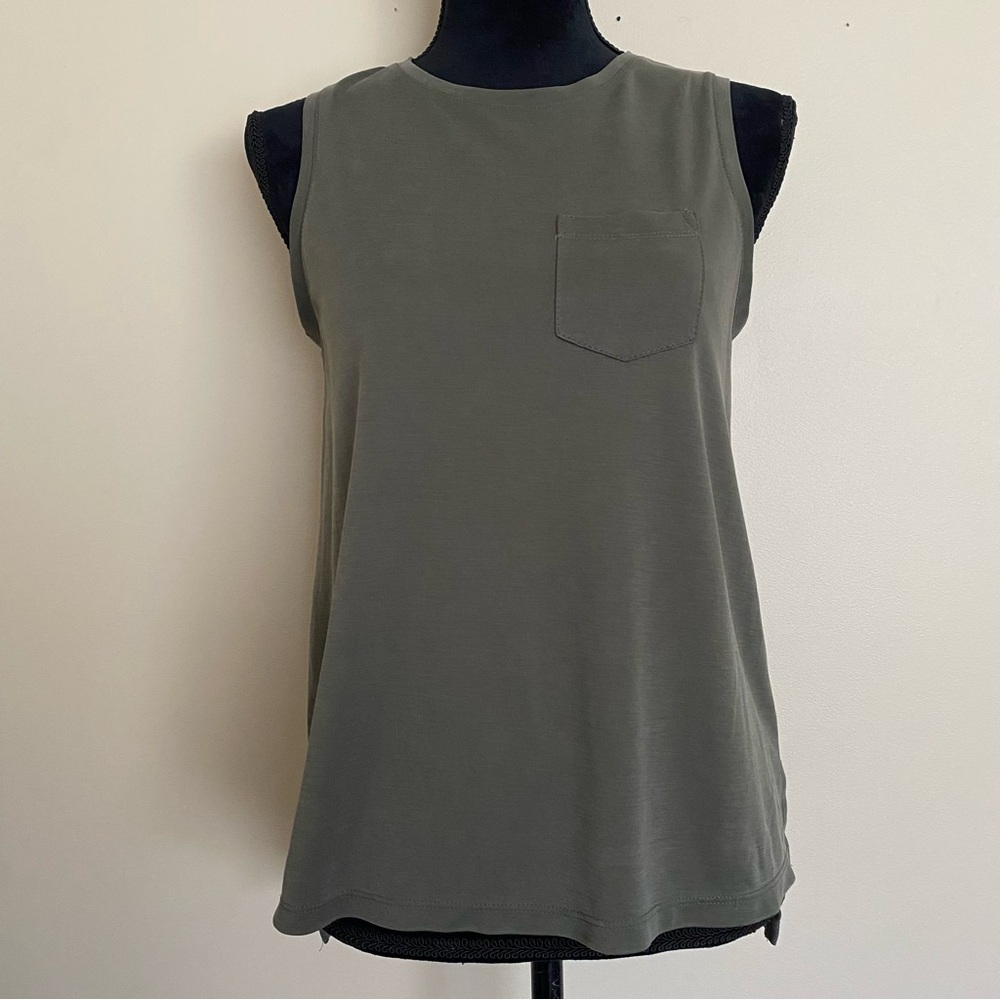 a new day Sleeveless Olive Green Muscle Tee